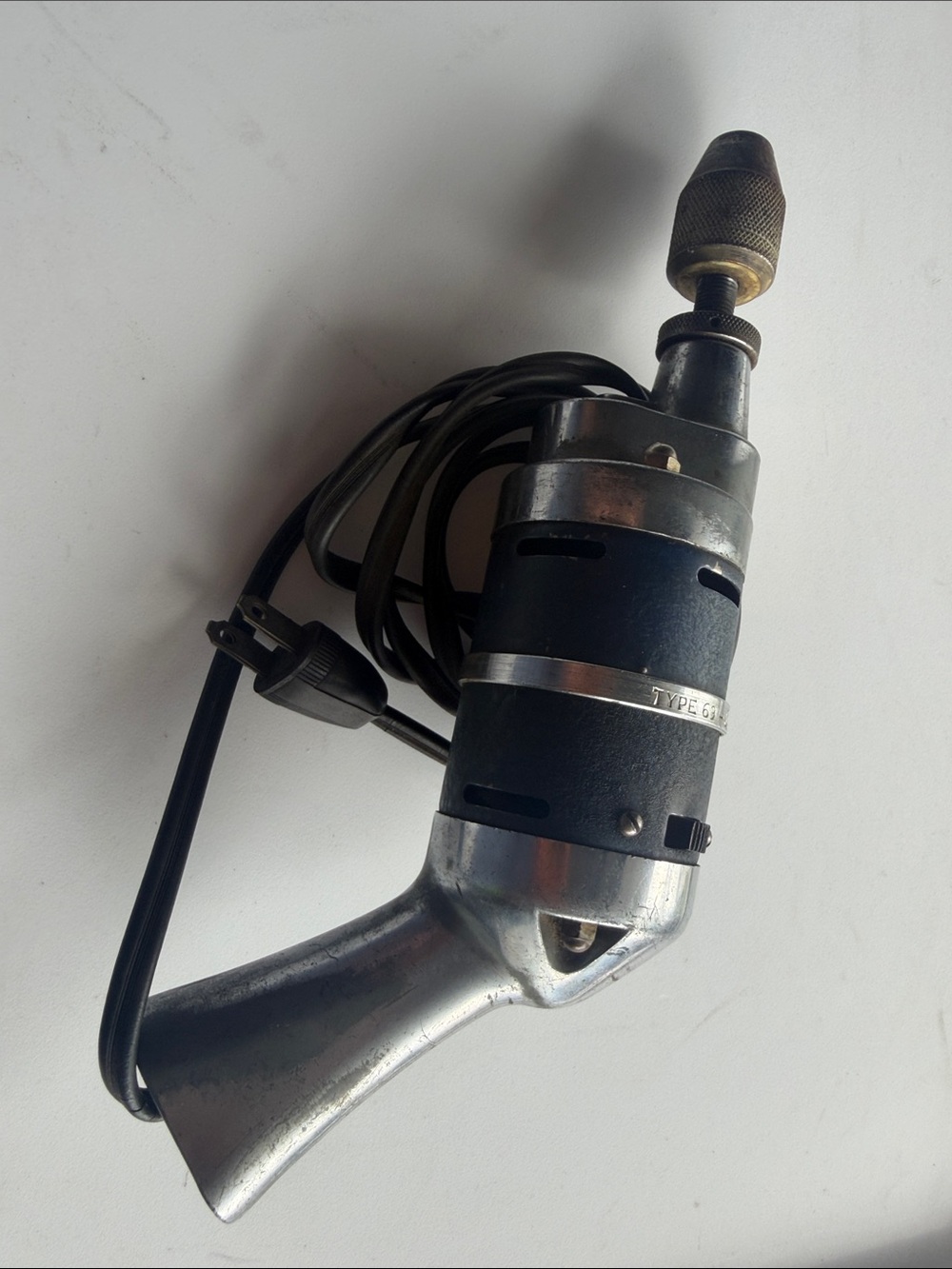 Vintage Electric Hand Drill - Black and Silver